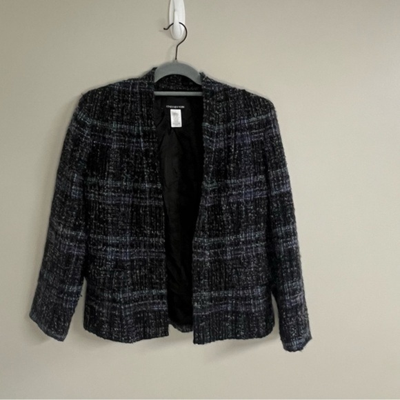 Jones New York Vintage Black and Blue Tweed Jacket - Picture 1 of 4